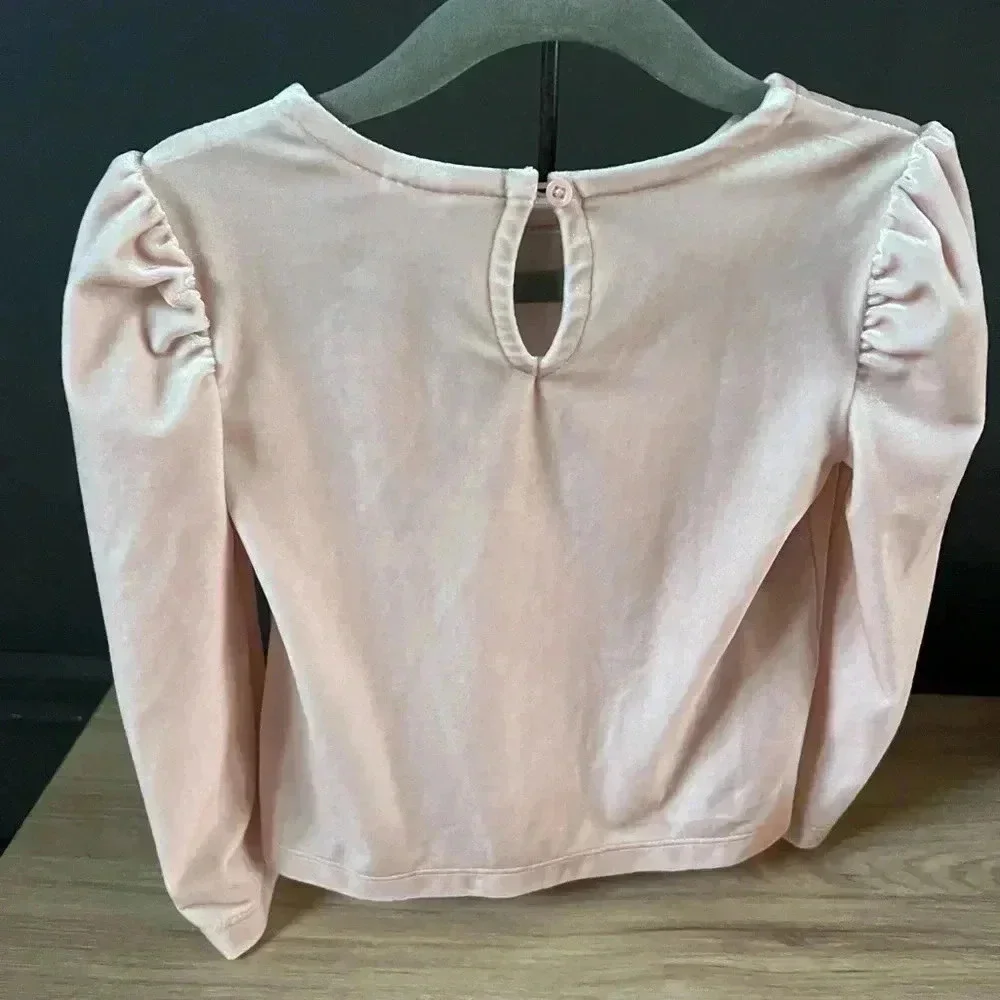 Gap Velour puff sleeve top 2T misty pink rose